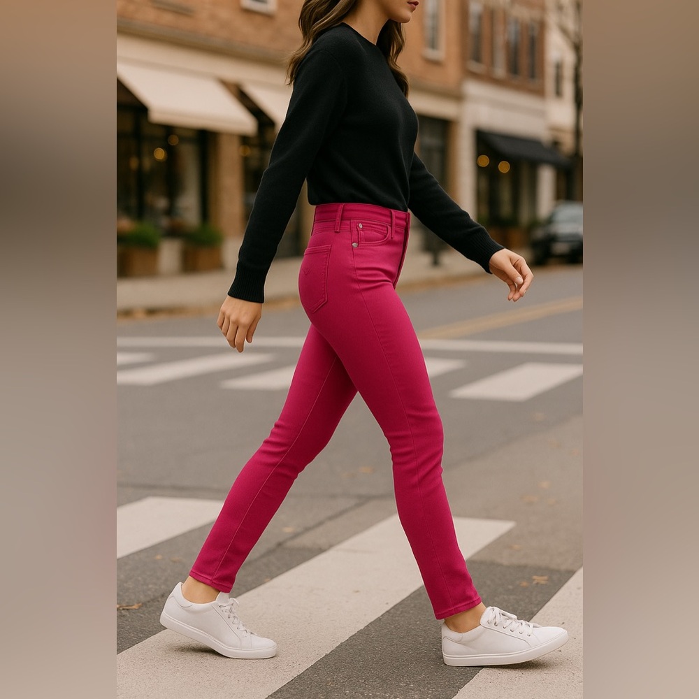 Hudson Nico Mid-Rise Skinny Jeans Fuchsia Pink Stretch Denim Size 28